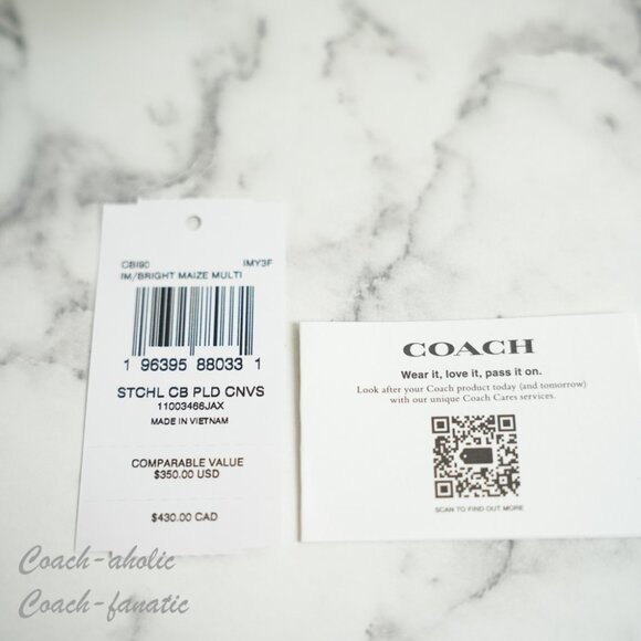 NWT Coach CBI90  Satchel Crossbody Bag With Plaid Print in Bright Maize - Picture 12 of 12